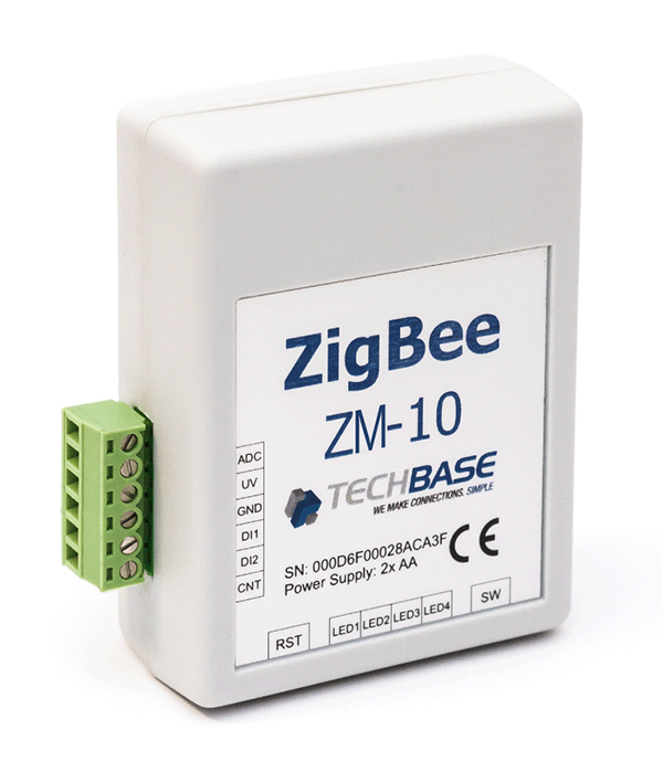 ZigBee Module ZM-10 - ZigBee Relay I/O Module: 2 relay outputs, 1 digital  input, 1 digital output, 3 analog inputs, 2 digital inputs, 1 meter input,  built-in temperature sensor, DC power supply