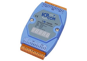 Embedded communication controller, 7x RS-232, 1x RS-485, 1x DI, LED display, programmable