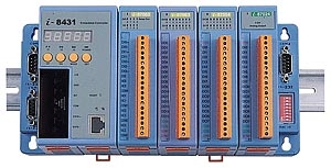 Wbudowany kontroler Modbus/TCP, AMD188ES 40MHz, 512kb Flash, 512kb SRAM, 2x RS232, 1x RS232/485, Ethernet 10BaseT, 7-segmentowy wywietlacz, Mini OS7, Modbus/TCP, 4 sloty rozszerze