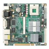 Mini-ITX motherboard, supports Intel Pentium-M/Celeron-M 90nm CPU, based on Intel 910GML/915GM + ICH6M chipset, VGA, TV-OUT, LVDS, DVI, 2x DDR2 memory socket, up to 4GB DDR2 533MHz/400MHZ, 4x SATA2, 8x USB, 2x COM, 2x 1000tx 1000Mbit/s)LAN