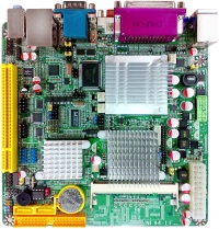Mini-ITX mainboard, chipset Intel 945GSE + ICH7M, supports CPU Intel Atom N270, built-in Intel GMA 950 Graphics Core, Integrated LVDS support 18-bit TFT LCD, 1x Gigabit Ethernet, Integrated ALC662 HD Audio CODEC, supports CPU smart fan, lvds, sbc