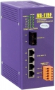 Niezarzdzalny 5-portowy switch Ethernetowy, 4x10/100M RJ-45, 1x multimodowy port wiatowodowy SC, zasilanie: DC10~30V