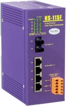 Niezarzdzalny 5-portowy switch Ethernetowy, 4x10/100M RJ-45, 1x multimodowy port wiatowodowy ST, zasilanie: DC10~30V
