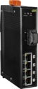 Niezarządzalny 4-portowy przemysłowy switch ethernetowy, 4x 10/100 Mbps PoE (PSE), 1x port światłowodowy (RoHS), jednomodowy 60Km, złącze SC