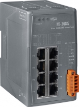 Unmanaged Industrial EthernetSwitch, 8x 10/100/1000 Base-T RJ-45, Power Input +10 VDC ~ +30 VDC, DIN-rail mounting, switch