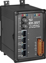 Unmanaged Industrial Switch, 4x 10/100 Base-T(X), 1x 100 Base-FX Optic Fiber port, multi mode