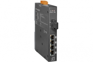 4-port Unmanaged Industrial Ethernet Switch PoE, multi-mode, ST Connector, 4x 10/100baseTX PoE (PSE), 1x 100BaseFX (RoHS), operating temperature -30+75
