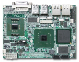 3.5" embedded size, Intel Pentium M or Celeron M 1.6GHz processor based on Embedded Board with DVI, LVDS, Dual Gigabit Ethernet, Audio and USB, SBC