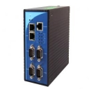 Serial Device Server, 2x RJ-45, 4x RS-232/422/485, ICMP, TCP/IP, UDP, DHCP Client, NTP, DNS, SNMP, HTTP, Telnet, SMTP, D-Sub, DIN-Rail, 10/100 Mbps Fast Ethernet, D-Sub, Terminal Block, 2KV Magnetic Isolation