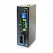 Industrial Serial to Fiber Media Converter, 100BASE-FX, wt -40C+70C, IP-50, single-mode, DIN rail, wall mount
