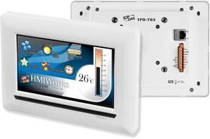 7" TFT LCD, HMI TouchPad, Lower-Power, 64 MB SDRAM, 400cd/m2, 32-bit RISC CPU, 1x RS-485, 1x RS-232, Ethernet, Flash, USB, Touch-Panel
