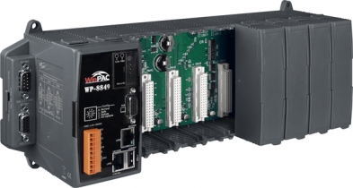 InduSoft based WinPAC-8000 controller, 1x I/O slot, CPU PXA270 520 MHz, 128 MB SRAM, 96 MB Flash, microSD, 1x VGA, 1x USB, 1x USB, 2x RS-232, 1x RS-485, 1x RS-232/485, 2x 10/100 Base-TX, WT-25+75, programmable, PLC