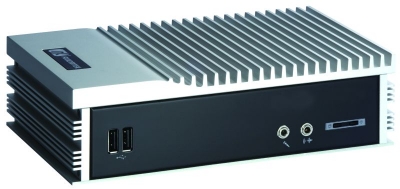 Embedded computer, Intel Atom N270 1.6GHz, 3x RS-232, 1x VGA, audio, 1x PS/2, 2x 1000base-tx, 4x USB, 1x 2.5" SATA HDD, CF, fanless, din rail, LVDS