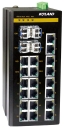 Managed Gigabit Ethernet switch, 2x combo ports 1000base-TX or Gigabit SFP slots for adding Gigabit SFP modules, 16x 100Base-TX, RJ45 connector, WT-40+85 C, DIN rail, 1000Base-FX, modular switch, fanless
